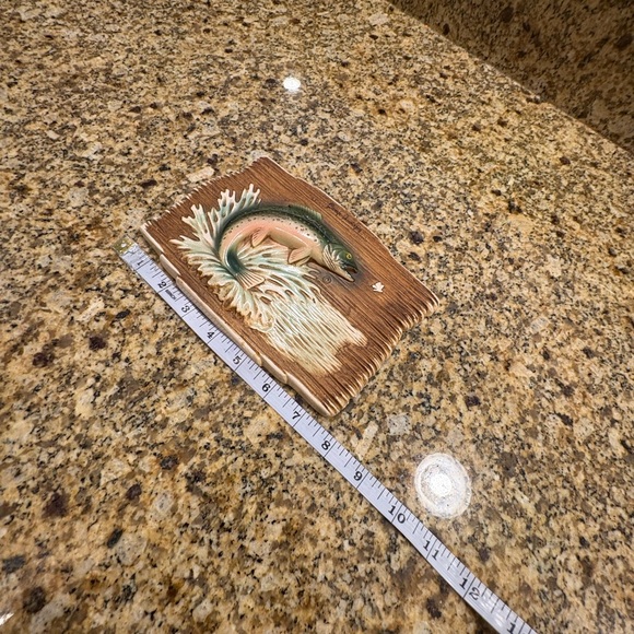 Vintage Mid-Century MCM Orn-a-craft Rainbow Trout Small Porcelain Wall Hanging - Picture 6 of 8